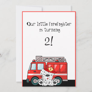 Little Red Fire Truck, Dalmatian Birthday Kaart
