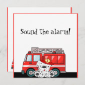 Little Red Fire Truck, Dalmatian Birthday Kaart (Voorkant / Achterkant)