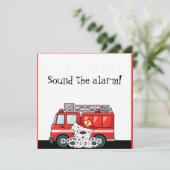 Little Red Fire Truck, Dalmatian Birthday Kaart (Staand voorkant)