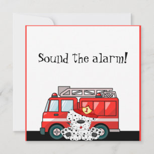 Little Red Fire Truck, Dalmatian Birthday Kaart