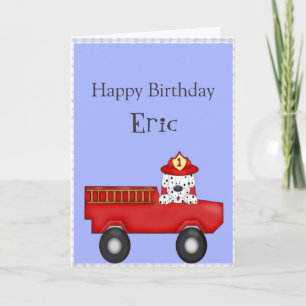 Little Red Fire Truck, Dalmatian Birthday Kaart