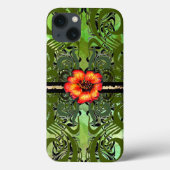 Little Red Flower on green Case-Mate iPhone Case (Achterkant)