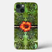 Little Red Flower on green