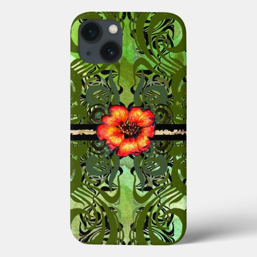 Little Red Flower on green Case-Mate iPhone Case (Achterkant)