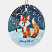 Little Red Fox in Snow Ceramic Ornament (Links)