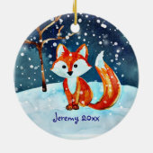 Little Red Fox in Snow Ceramic Ornament (Achterkant)