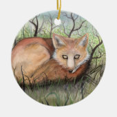Little Red Fox kerstversiering Keramisch Ornament (Voorkant)