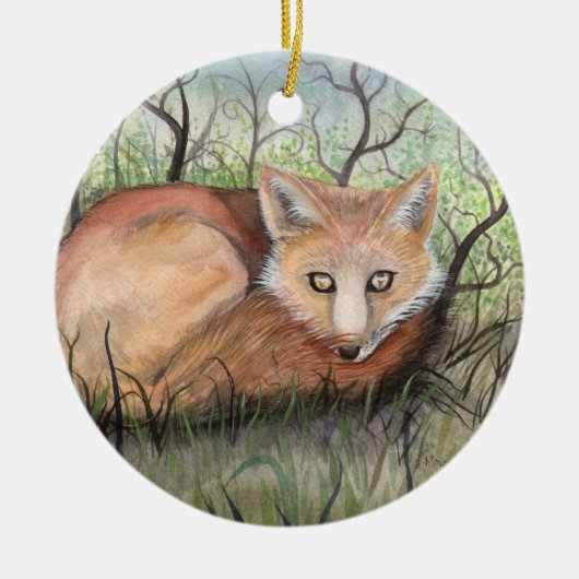 Little Red Fox kerstversiering Keramisch Ornament (Voorkant)