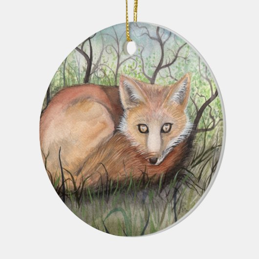 Little Red Fox kerstversiering Keramisch Ornament (Links)