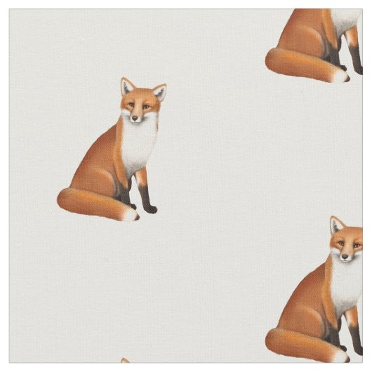 Little Red Fox Wildlife Combed Cotton Fabric. Stof (Close Up)