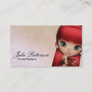 Little Red Hair Asian Girl Fantasy Visitekaartjes
