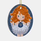 Little Red Haire Girl Denim & Diamonds Kerstmis Keramisch Ornament (Rechts)
