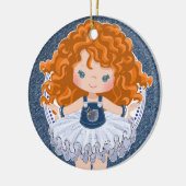 Little Red Haire Girl Denim & Diamonds Kerstmis Keramisch Ornament (Links)