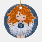Little Red Haire Girl Denim & Diamonds Kerstmis Keramisch Ornament (Achterkant)