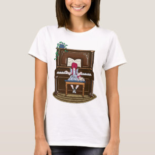 Little Red Haire Girl die Piano oefent T-shirt