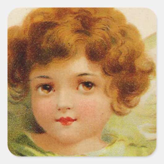 Little Red-Headed Angel Vierkante Sticker (Voorkant)