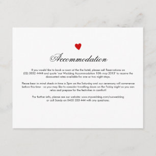 Little Red Heart Wedding Direction Card Informatiekaartje