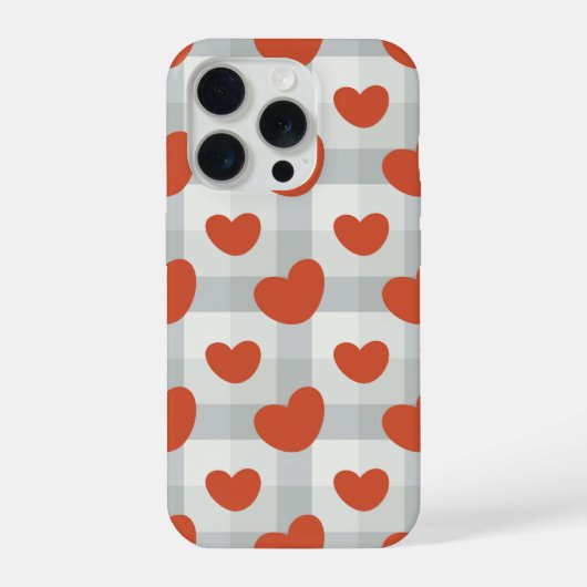 Little red hearts cozy gingham pattern Preppy iPhone Hoesje (Achterkant)
