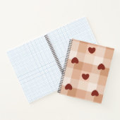 Little red hearts cozy gingham pattern Preppy Notitieboek (Binnen)