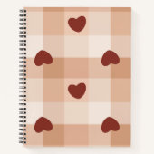 Little red hearts cozy gingham pattern Preppy Notitieboek (Voorkant)