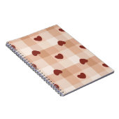  Little red hearts on beige gingham pattern Notitieboek (Rechterzijde)