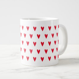 Little Red Hearts Patroon - Romantisch Grote Koffiekop