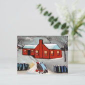 LITTLE RED HOUSE SNEEUWSCENE BRIEFKAART (Staand voorkant)
