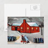 LITTLE RED HOUSE SNEEUWSCENE BRIEFKAART (Voorkant / Achterkant)