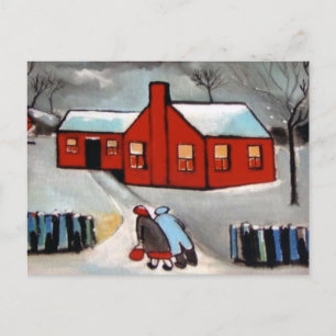 LITTLE RED HOUSE SNEEUWSCENE BRIEFKAART