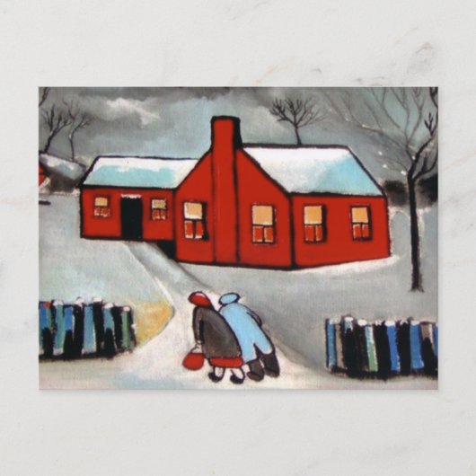 LITTLE RED HOUSE SNEEUWSCENE BRIEFKAART (Voorkant)
