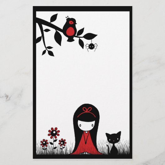 Little Red Ribbon Head Stationery Briefpapier (Voorkant)