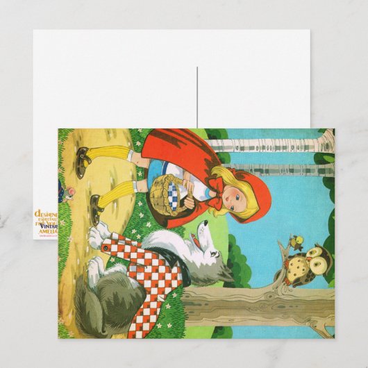 Little Red Ridding Hood briefkaart  Retro (Voorkant / Achterkant)