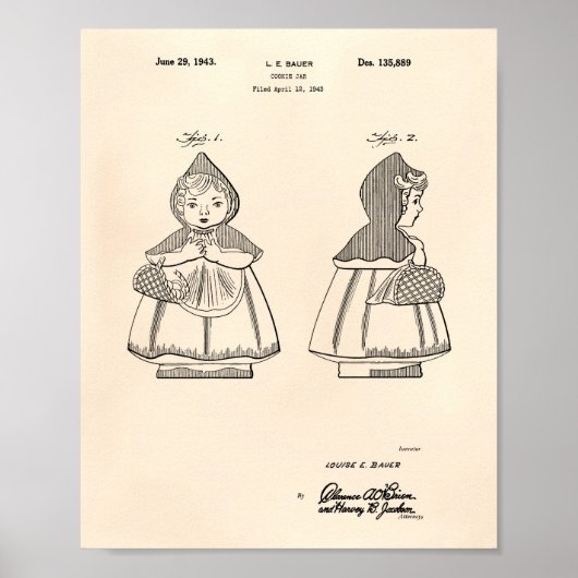 Little Red Riding Hood 1943 Patent Art Old Peper Poster (Voorkant)