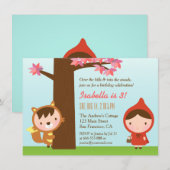 Little Red Riding Hood Big Bad Wolf Birthday Party Kaart (Voorkant / Achterkant)