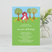 Little Red Riding Hood Birthday Invitation Kaart (Staand voorkant)