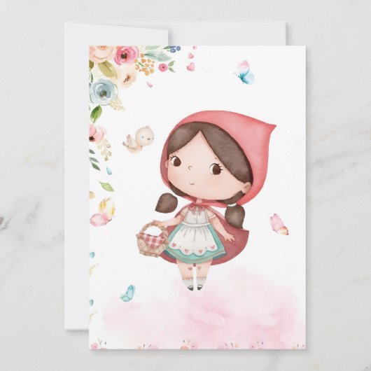 Little Red Riding Hood birthday invitation Kaart (Achterkant)