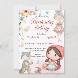 Little Red Riding Hood birthday invitation Kaart