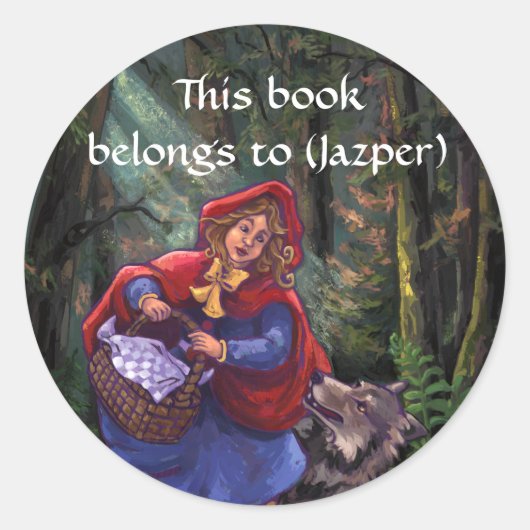 Little Red Riding Hood Bookplaat Ronde Sticker (Voorkant)