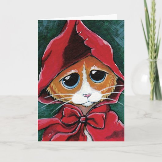 Little Red Riding Hood | Cat Art Wenskaart Kaart (Voorkant)