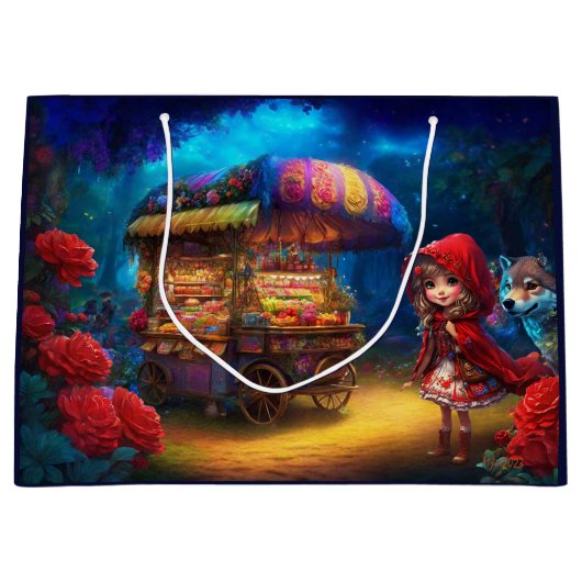 Little Red Riding Hood & De Wolf Decoupage Groot Cadeauzakje (Voorkant)