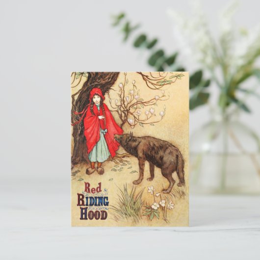 Little Red Riding Hood en de Big Bad Wolf Briefkaart (Staand voorkant)