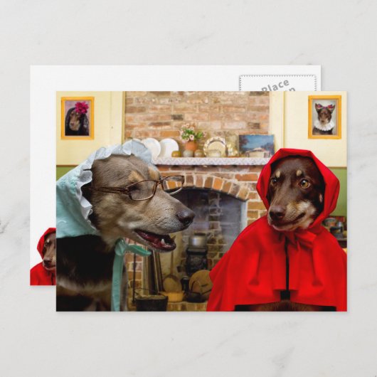 Little Red Riding Hood en de Big Bad Wolf Briefkaart (Voorkant / Achterkant)