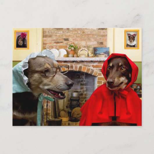 Little Red Riding Hood en de Big Bad Wolf Briefkaart (Voorkant)