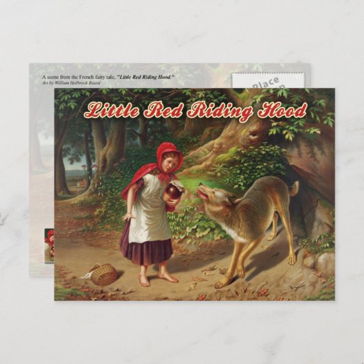 Little Red Riding Hood en de Big Bad Wolf Briefkaart (Voorkant / Achterkant)