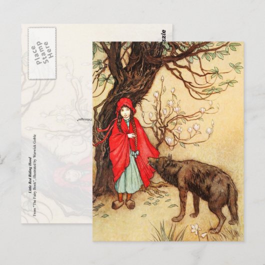 Little Red Riding Hood en de Big Bad Wolf Briefkaart (Voorkant / Achterkant)