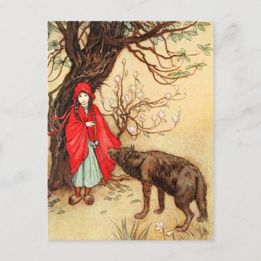 Little Red Riding Hood en de Big Bad Wolf Briefkaart (Voorkant)