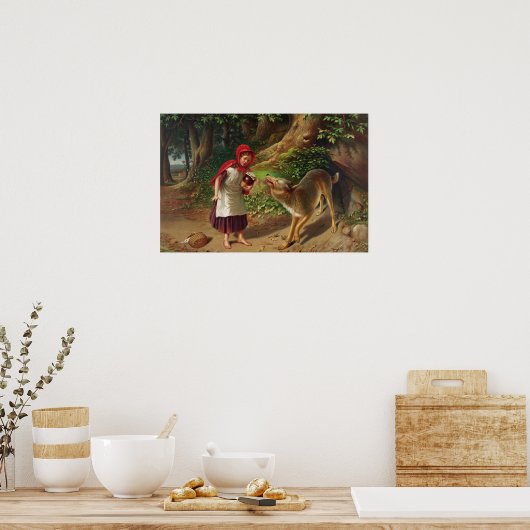 Little Red Riding Hood en de Big Bad Wolf Poster (Keuken)