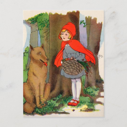 Little Red Riding Hood en de Wolf Briefkaart (Voorkant)
