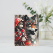 Little Red Riding Hood en de Wolf Briefkaart (Staand voorkant)