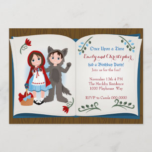 Little Red Riding Hood en de Wolf Invitation Kaart
